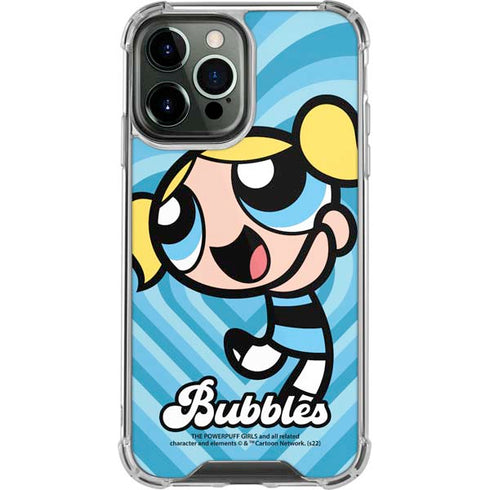 Cartoon Network Powerpuff Girls Bubbles Blue Hearts iPhone 15 Pro Max Clear Case
